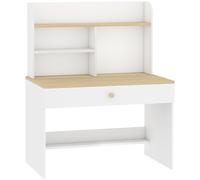 AIYAPLAY Bureau Enfant en Bois, Bureau avec Rangement, Plateau Large, Tiroir et Étagères Ouvertes, 80 x 50 x 100 cm, Blanc