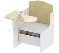 AIYAPLAY Bureau et Chaise pour Enfants avec Bac de Rangement, Ensemble Table d'Activité 2-en-1 pour Dessin, Lecture et Jeux, Équipement pour Enfants de 3 à 5 Ans, Blanc