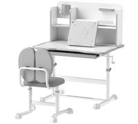 AIYAPLAY Bureau et Chaise pour Enfants de +3 Ans, Hauteur Réglable avec Tableau Inclinable 80x55x107,5 cm Gris