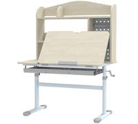 AIYAPLAY Bureau pour enfants, table d'étude réglable en hauteur avec plateau inclinable, 80 x 51 x 108,5-130,5 cm, naturel