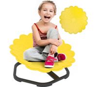 AIYAPLAY Chaise pivotante sensorielle enfant, carrousel chaise pivotante autisme 360° en forme de fleur pour l'entraînement de l'équilibre et de la coordination, base en acier antidérapante, jaune