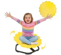 AIYAPLAY Chaise pivotante sensorielle enfant, carrousel chaise pivotante autisme 360° en forme de fleur pour l'entraînement de l'équilibre et de la coordination, base en acier antidérapante, jaune