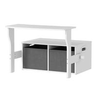 AIYAPLAY Coffre à jouet enfant 3 en 1, ensemble table et chaises avec 2 bacs en tissu amovibles, 67,5 x 46,5 x 56,7 cm, blanc