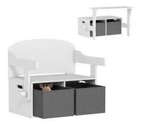 Coffre à jouet - AIYAPLAY - 3 en 1 - ensemble table et chaises avec 2 bacs en tissu amovibles - MDF - 67,5 x 46,5 x 56,7 cm - blanc