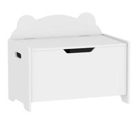 AIYAPLAY Coffre à jouet enfant avec couvercle rabattable, coffre de rangement enfant, forme d'ours, 60 x 38 x 48 cm, blanc