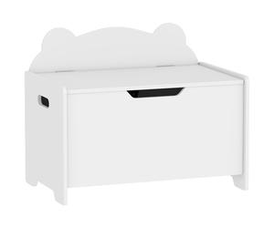 AIYAPLAY Coffre à jouet enfant avec couvercle rabattable, coffre de rangement enfant, forme d'ours, 60 x 38 x 48 cm, blanc