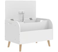 AIYAPLAY Coffre à jouet enfant, coffre de rangement enfant, couvercle rabattable et compartiment ouvert, 60x40x43cm, blanc