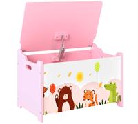 AIYAPLAY Coffre à jouet enfant coffre de rangement enfant couvercle rabattable motif animal 60 x 37 x 39 cm rose