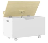 AIYAPLAY Coffre à jouet enfant sur roulettes, coffre de rangement enfant avec couvercle rabattable, 59 x 30 x 53 cm, blanc