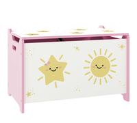 AIYAPLAY Coffre à jouets avec couvercle, coffre de rangement enfant avec charnières de sécurité, 60 x 37 x 39 cm, rose
