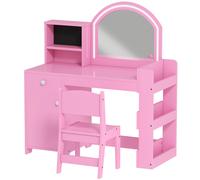 AIYAPLAY Coiffeuse pour enfants avec tabouret et miroir LED, table de maquillage pour 3 à 8 ans, 88,6 x 38,8 x 96,9 cm, rose
