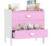 Commode pour enfants - AIYAPLAY - 3 tiroirs - pour chambre d'enfant, crèche, salle de jeux - MDF - 60 x 40 x 60 cm - rose