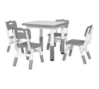 AIYAPLAY Ensemble 1 table et 4 chaises pour enfants à hauteur réglable, set de 5 pièces, gris