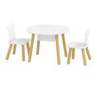 AIYAPLAY Ensemble 1 table ronde, 2 chaises pour enfant 3 pièces, dossier en forme d'ours, activités, bricolage, repas, 3-6 ans