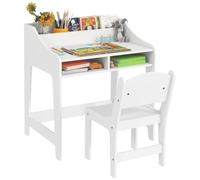 Ensemble bureau et chaise pour enfant - AIYAPLAY - 3 à 8 ans - compartiments et étagères ouverts - blanc