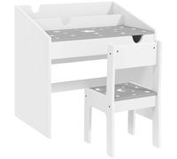 AIYAPLAY Ensemble Bureau et chaise pour enfants, avec rangement, tiroir coulissant, pour les 3-6 ans, motif étoilé - Gris