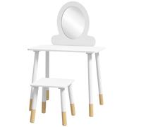 AIYAPLAY Ensemble coiffeuse pour enfants avec tabouret, coiffeuse 2 pièces pour enfants de 3 à 6 ans - blanc