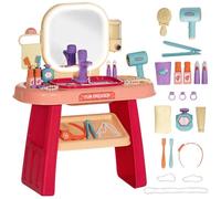 AIYAPLAY Ensemble de Coiffeuse pour Enfants avec Miroir, 23 PCS, Rose | Table de Maquillage, Lumière LED et Musique, pour Enfants de 3 à 6 ans