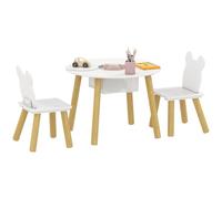 Ensemble 1 table ronde, 2 chaises - AIYAPLAY - pour enfant 3 pièces - dossier en forme d'ours, activités, bricolage repas - 3-6 ans