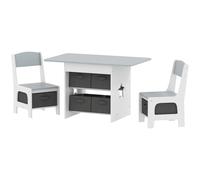 AIYAPLAY Ensemble table et 2 chaises enfant avec 6 tiroirs amovibles, pour fille garçon 3-8 ans, gris