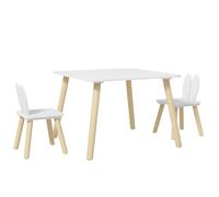 AIYAPLAY Ensemble Table et 2 chaises Enfant Motif Oreille Lapin Blanc