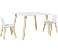AIYAPLAY Ensemble table et 2 chaises enfant table pour enfant avec 2 chaises design scandinave motif oreille de lapin bois pin blanc