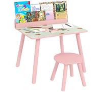 AIYAPLAY Ensemble Table et Chaise Enfant avec Porte-Livres 3-8 Ans Rose | Table pour Enfant, Motifs d'Ours, Chambre à Coucher, Salon, Salle de Classe