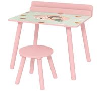 AIYAPLAY Ensemble table et chaise enfant table pour enfant avec chaise avec porte-livres motifs d'ours pour enfants 3-8 ans rose