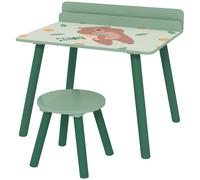 AIYAPLAY Ensemble table et chaise enfant table pour enfant avec chaise avec porte-livres motifs d'ours pour enfants 3-8 ans vert