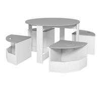 AIYAPLAY Ensemble Table et Chaises pour Enfants 5 Pièces, Rangement pour Art, Activités Créatives, 78x78x49cm, Gris