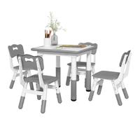 AIYAPLAY Ensemble Table et chaises pour Enfants Hauteur réglable Gris | Table pour Enfant avec 4 Chaises, Gain de Place, Set de 5 Pièces, Salle de Jeux