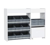 AIYAPLAY Étagère à jouets pour enfants étagère à livres 11 bacs de rangements en tissu non tissé 105 x 30 x 80 cm blanc