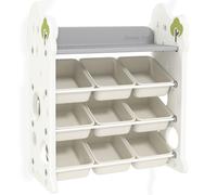 AIYAPLAY Etagère de Rangement pour Enfants avec 9 conteneurs pour jouets et livres, chambre d'enfant, maternelle, plastique, Blanc crème