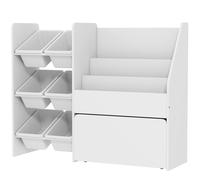 AIYAPLAY Étagère enfant pour jouets avec 6 bacs amovibles 3 étagères ouvertes et tiroir inférieur sur roulettes pour garderie