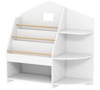 AIYAPLAY Étagère pour enfants avec 7 étagères pour livres, jouets, bords arrondis, supporte 40 kg, Blanc