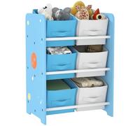 AIYAPLAY Etagère pour Enfants de +3 Ans Etagère à Jouets pour Enfants avec 6 boîtes Amovibles en Tissu Non tissé Organisateur de Jouets pour Chambre d'enfant Nursery 43x30x60 cm Bleu
