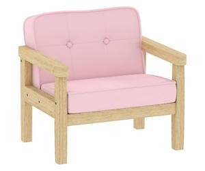 AIYAPLAY Fauteuil canapé en Corde pour Enfants 46.5x44x45 cm Rose | Chaise pour enfants avec pieds en bois massif, assise en mousse, pour âges 3-8, chambre et salle de jeux