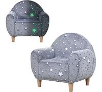 AIYAPLAY Fauteuil enfants canapšŠ pour enfants hosphorescent avec motif šŠtoilšŠ, mini canapšŠ en tissu velours, pour gar?ons et filles, gris