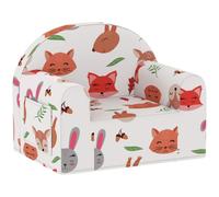 AIYAPLAY Fauteuil pour Enfant avec Motif Renard 18-36 Mois 45 kg Blanc | Canapé pour enfant avec housse amovible lavable, poche latérale, accoudoirs
