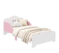 AIYAPLAY Lit Enfant 70 x 140 cm, lit pour Enfant avec Barriere de securite et sommier à Lattes en Bois, pour garçons et Filles 3 à 6 Ans, Rose (Matelas Non Inclus)