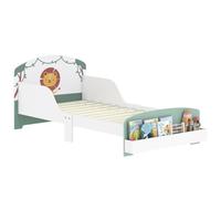 Lit enfant - AIYAPLAY - 70 x 140 cm - barriere de securite et sommier à lattes, espace de rangement - MDF - vert