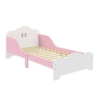 AIYAPLAY Lit enfant 70 x 140 cm, lit pour enfant avec barriere de securite et sommier à lattes en bois, rose (matelas non inclus)