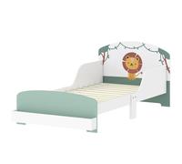 AIYAPLAY Lit enfant 70 x 140 cm, lit pour enfant avec barriere de securite et sommier à lattes, espace de rangement, vert