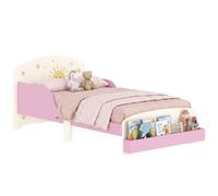 AIYAPLAY Lit Enfant 70x140cm avec Barrière de Sécurité Motif Étoile Rose | Sommier à Lattes en Bois, Espace de Rangement, pour Garçons et Filles 3 a 8 Ans, Matelas Non Inclus