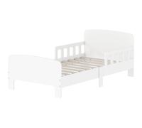 AIYAPLAY Lit enfant lit au sol enfant barrières de sécurité haut sommier à lattes et cadre robuste 143,5 x 74,2 x 54 cm blanc