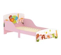 AIYAPLAY Lit enfant lit au sol enfant motif animal 140 x 70 cm avec sommier à lattes en bois design bas sécurisé rose