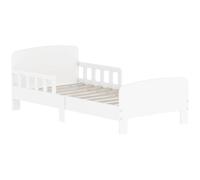 AIYAPLAY Lit Enfant, Lit au Sol Enfant, pour Matelas 140 x 70 cm, Blanc | Barrières de Sécurité Haute, Sommier à Lattes, Cadre Robuste, pour Fille et Garçon de 3 à 8 Ans