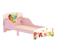 AIYAPLAY Lit Enfant, lit au Sol Enfant, Motif Animal, 140 x 70 cm avec Panneaux de Protection latéral Haut et sommier à Lattes en Bois, Design Bas sécurisé, Facile à Monter, Rose