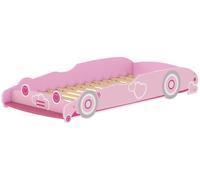 AIYAPLAY : Lit pour enfant de 3 à 5 ans en forme de voiture, avec des barrières de sécurité surélevées, dimensions 140x70 cm, couleur rose