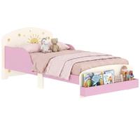 AIYAPLAY : Lit pour enfants de 3 à 8 ans, en bois, avec espace de rangement et barrières de sécurité, dimensions 150x77x60 cm, couleur rose
